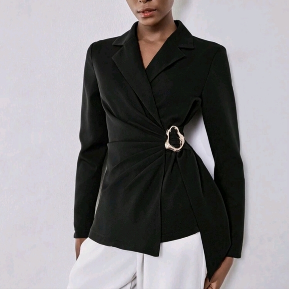 Metal Decor Casual Blazer - Picture 1 of 4